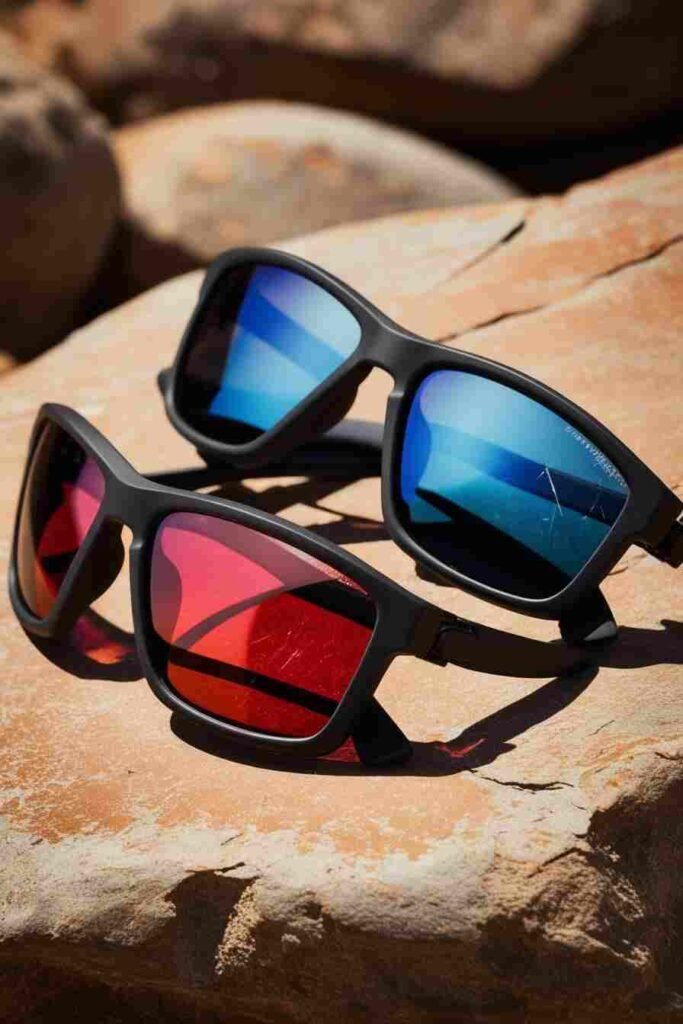 Adjustable Wrap-Around Sunglasses on a Rugged Surface